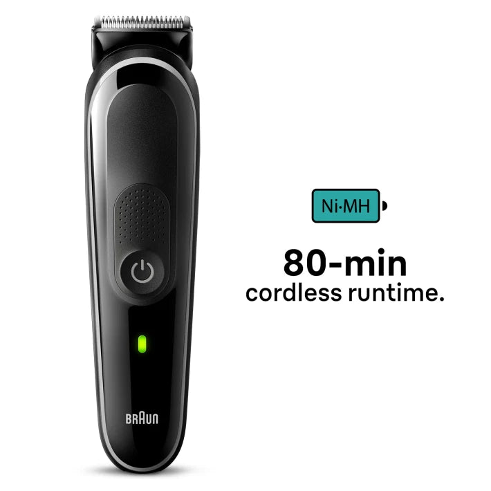 Braun 8-in-1 Style Kit 3 MGK3440 beard, hair. With 80min runtime, pouch, grey